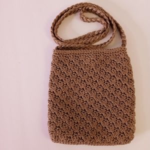 The Sak -Hand Crocheted Mini Crossbody Bag  in Taupe-Beoge
